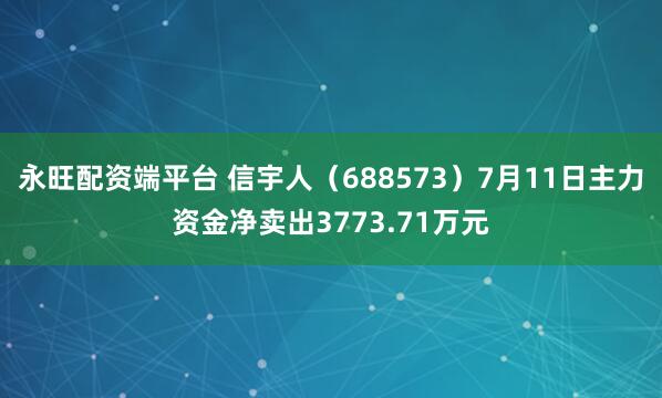 永旺配资端平台 信宇人（688573）7月11日主力资金净卖出3773.71万元