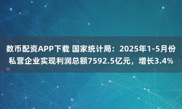 数币配资APP下载 国家统计局：2025年1-5月份私营企业实现利润总额7592.5亿元，增长3.4%