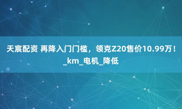 天宸配资 再降入门门槛，领克Z20售价10.99万！_km_电机_降低